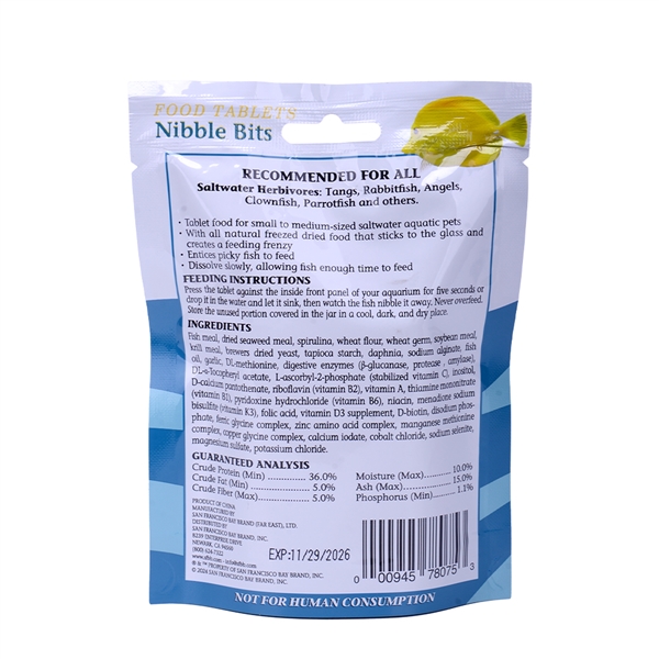 Bay Brand Nibble Bits - Saltwater Herbivore Large Tablets (20mm) 2.1oz - Image 2