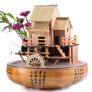 Lifegard 10" Bamboo House Fountain with Decorative Pot