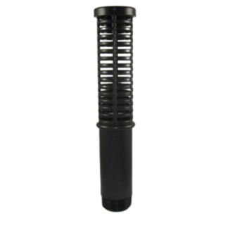 Black Suction Screen w/ Gravel Guard 1-1/8" x 8" Tall 1" Male Thread