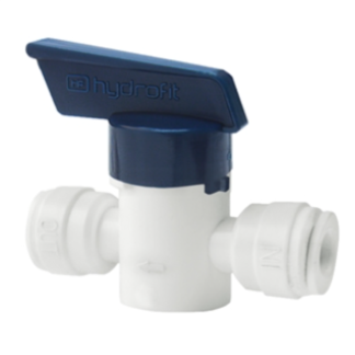 RO Inline Ball Valve 3/8" Tube QC x 3/8" Tube QC