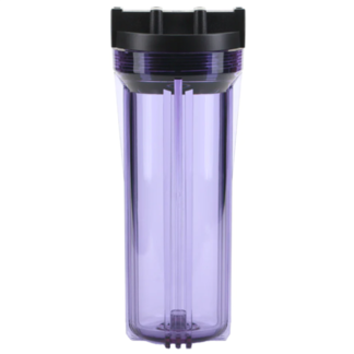 RO 10" Clear Sump Housing w/ BLACK Rib Cap, 1/4" FPT Ports