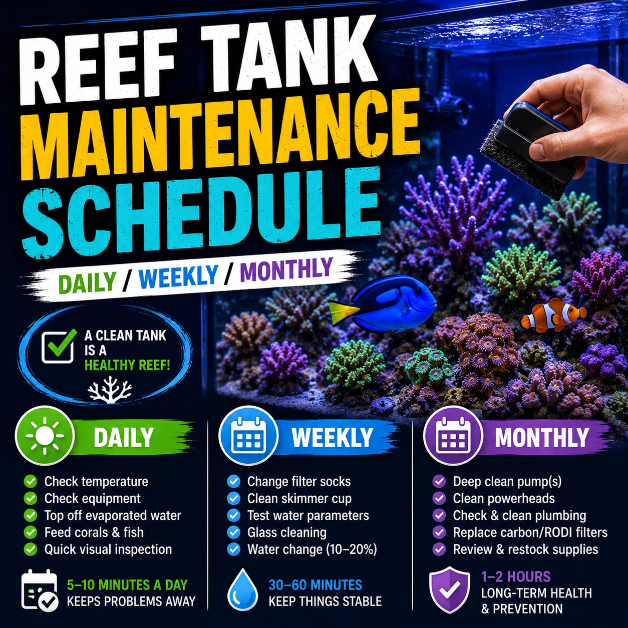 Reef Tank Maintenance Schedule: Daily, Weekly & Monthly