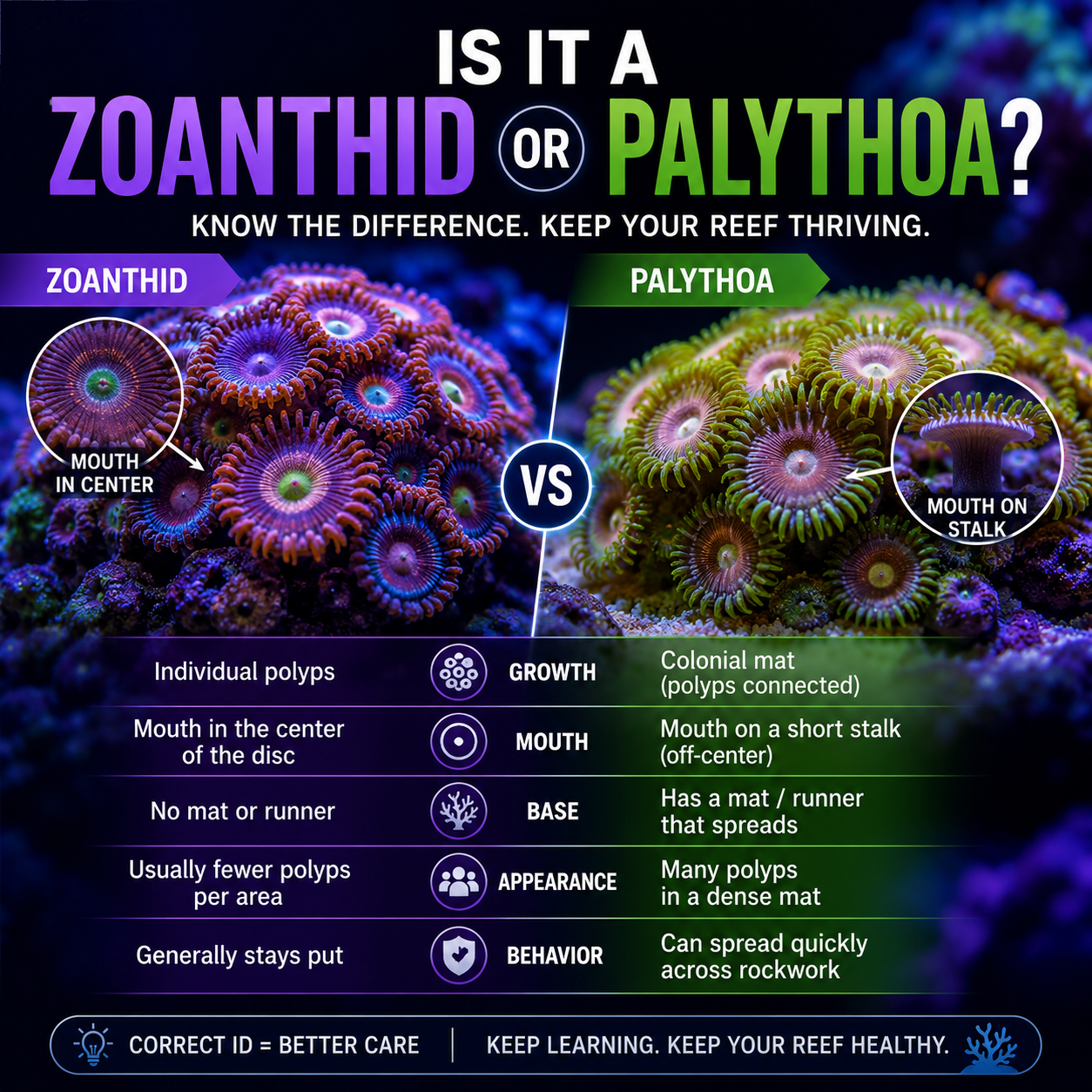 Zoanthids vs. Palythoas: How to Tell Them Apart